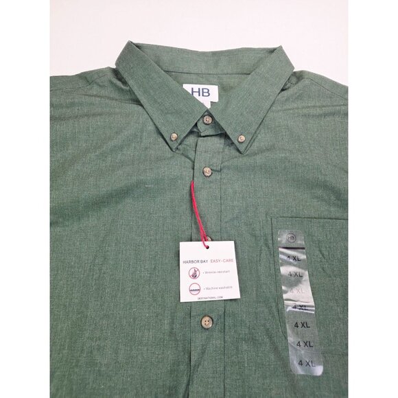 HB DXL Size 4XL Mens Green Wrinkle Resistant Button Down Long Sleeve Shirt NWT - Picture 11 of 11